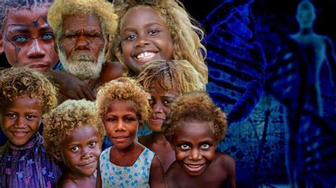 solomon islanders melanesian blonde hair blue eyes